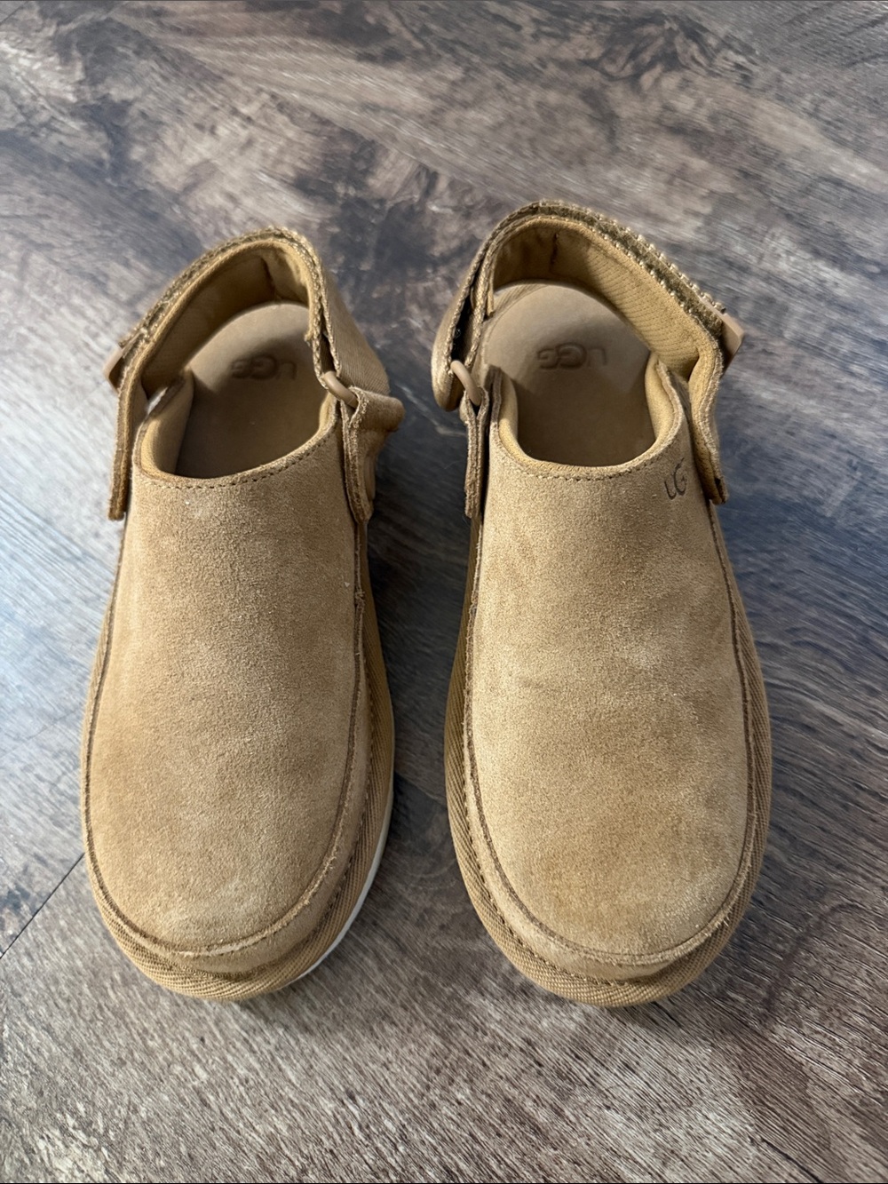 UGG Kids Chestnut Suede Hook-and-Loop Moccasins